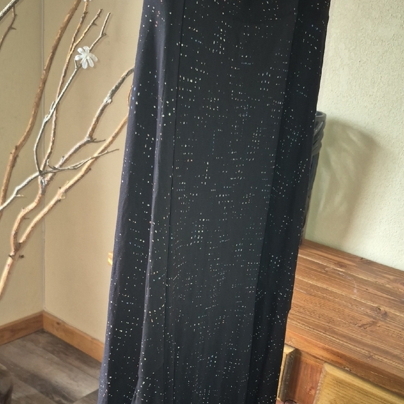 Black Hi-Low Maxi Skirt With Colored Red, White, & Blue Splatter Dots - Picture 2 of 4